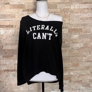 Graphic Funny Slogan Long Sleeve Black Tee Shirt